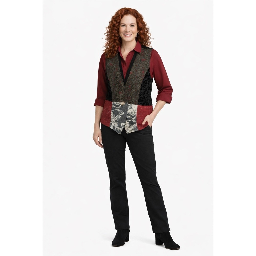 Eagle's Eye Women's Small Vest Patchwork Tapestry Vintage